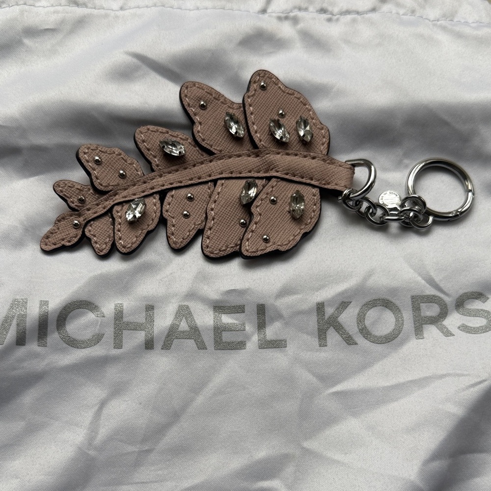 Michael Kors Taupe Leaf Crystal Key Charm